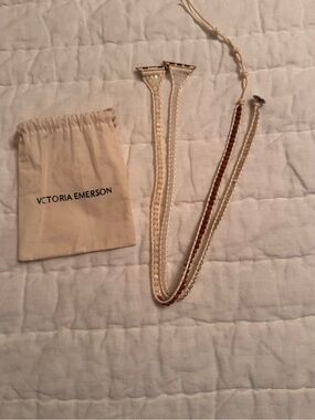 Victoria Emerson Cream and Brown Braided Watch Connector Strap